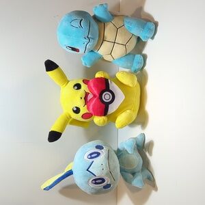 Pokemon Plush Pikachu Squirtle Sobble Stuffed Animal Lot of 3